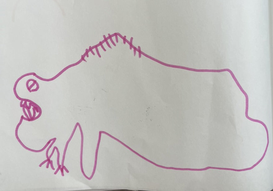お子さまが描いたスピノサウルス